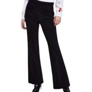 CeCe NWT Black Bootcut Trousers Stretch Bow Pocket Ponté Side Zip, size 10